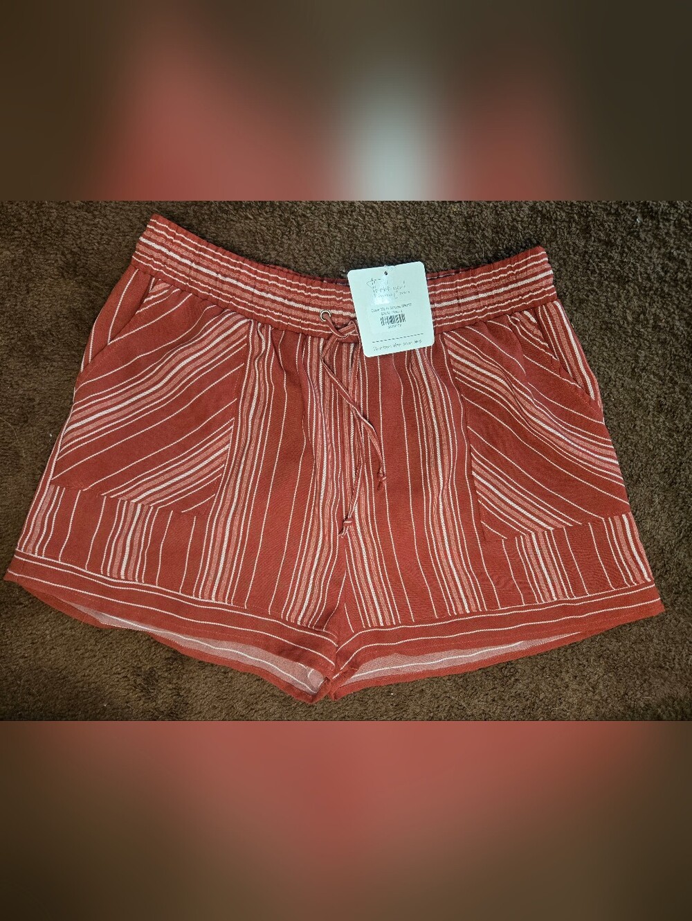 Staccato Women's Rust Stripe Drawstring Shorts